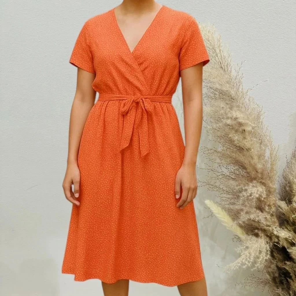 Lindo Vestido feminino midi laranja – photo 7